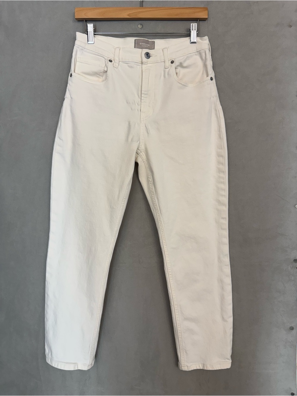 Everlane The Cheeky Jean 29 Crop Ivory Cream High Rise Straight Leg Denim